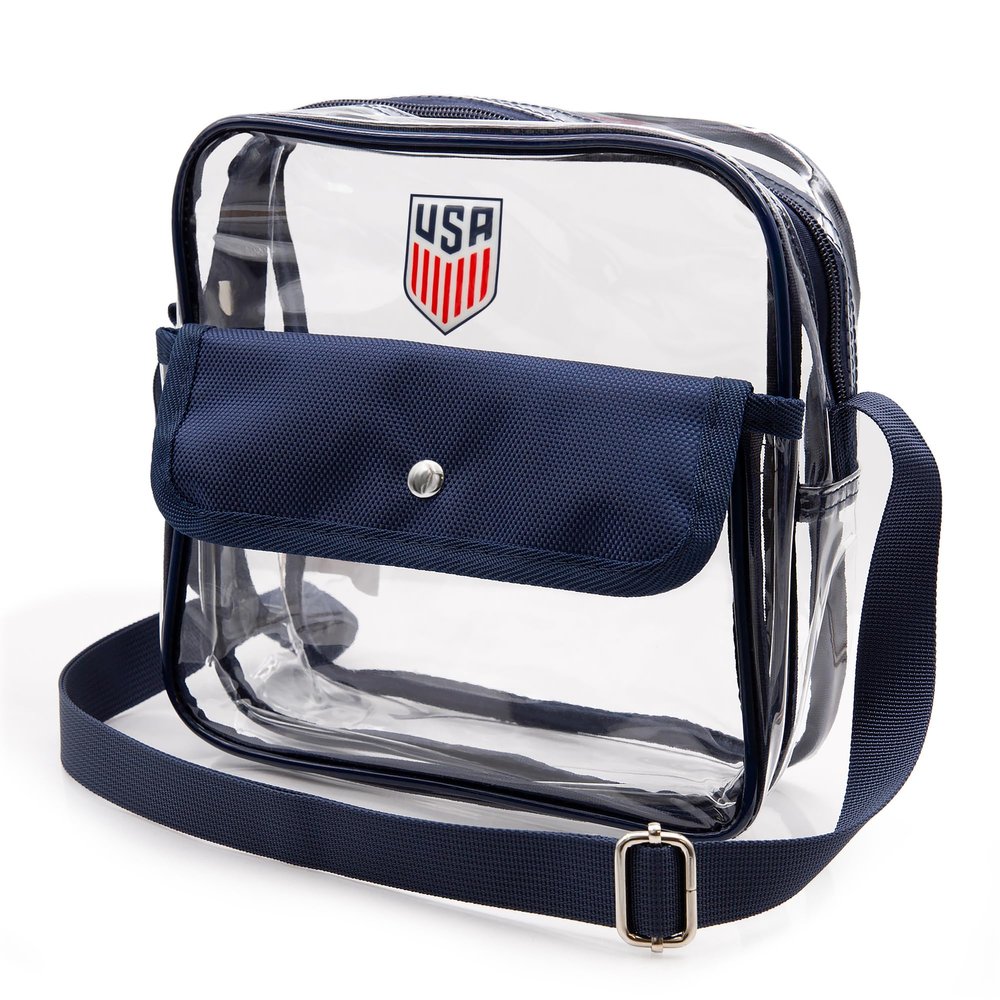 Icon Sports Clear Stadium Bag | Official licensed U.S. Soccer Stadium Approved Clear Crossbody Bag with Zipper and Side Pocket | Crossbag