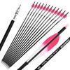 28/30/31 Inch Archery Carbon Arrows Spine 500 Hunting Target Practice Carbon Arrows with 100 Grain Replaceable Tips and 5" Real Feather for Compound & Recurve & Traditional Bow (Pink, 31 inch/12pcs) view 1