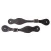 Double S Black Leather Spur Straps | Size Ladies | Perfect for Equestrian Shows | Conforms Comfortably to Boots | Durable Black Leather | Petite Antiqued Buckle | Ladies Sized view 1