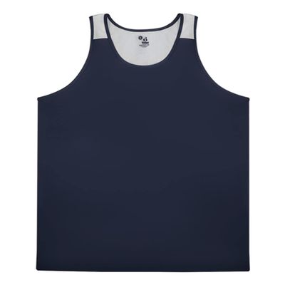 Badger Sports Alleson Athletic Mens Ventback Singlet, M, Navy/White-1