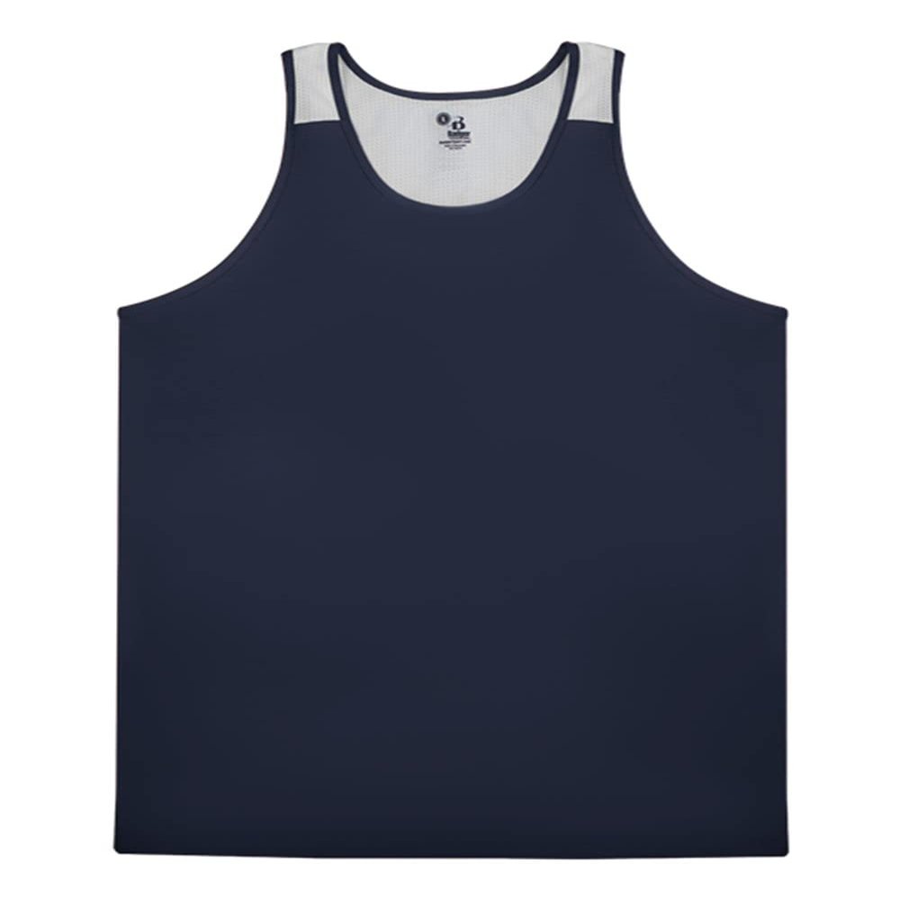 Badger Sports Alleson Athletic Mens Ventback Singlet, M, Navy/White-1
