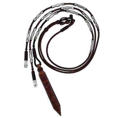 Schneiders Double S Silver Plated Hex Ferrule Romel Reins for Horses 245 oz | Color Chocolate | Enhancing Horse Control | Exceptional Balance | Artisan-Crafted Aesthetic
