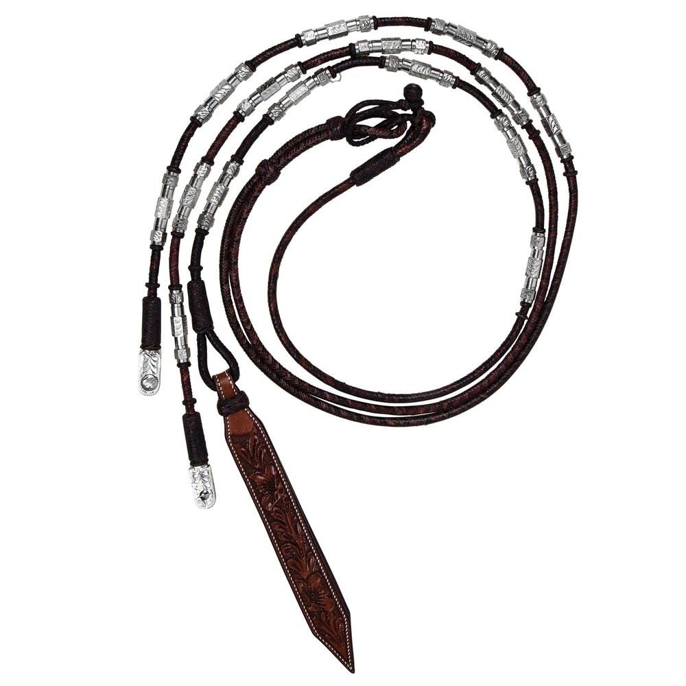 Schneiders Double S Silver Plated Hex Ferrule Romel Reins for Horses 245 oz | Color Chocolate | Enhancing Horse Control | Exceptional Balance | Artisan-Crafted Aesthetic
