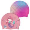 2Pcs Kids Swim Cap Silicone Swimming Cap for Boys Girls Age 3-8 Cover Ear Cartoon Waterproof Bathing Caps Keep Hair Dry Swimming Hat for Long and Short Hair view 1
