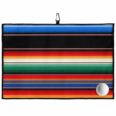 24"x16" Golf Towel, Microfiber Towel with Clips, Mexican Serape Colorful Stripes Vibrant Colored Bohemia Golf Towels for Men and Women - Easy to Clean Clubs and Golf Ball Grooves, Golf Gifts