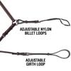 Joseph Sterling Raised Adjustable Breastplate with Running Martingale Attachment | Size Cob | 6-Way Adjustable | Finest English Leather | Padded for Comfort | Chestnut with White Stitching view 3