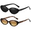 Breaksun Retro Oval Sunglasses for Women Men Fashion Small Oval Sunglasses 90s Vintage Shades (Black/Grey+ Leopard/Brown Gradient) view 1