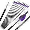 28/30/31 Inch Archery Carbon Arrows Spine 500 Hunting Target Practice Carbon Arrows with 100 Grain Replaceable Tips and 5" Real Feather for Compound & Recurve & Traditional Bow (Purple, 31 inch/12pcs) view 1