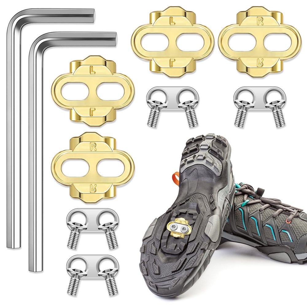 Therwen 4 Pcs Bike Cleats Bicycle Cleats Cycling Cleats with 2 Hexagonal Wrenches for MTB Shoes Compatible with Eggbeater Candy Mallet Smarty Pedals