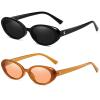 Breaksun Retro Oval Sunglasses for Women Men Fashion Small Oval Sunglasses 90s Vintage Shades (Black/Grey+ Brown/Brown) view 1