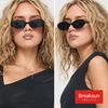 Breaksun Retro Oval Sunglasses for Women Men Fashion Small Oval Sunglasses 90s Vintage Shades (Black/Grey+ Brown/Brown) view 2