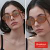 Breaksun Retro Oval Sunglasses for Women Men Fashion Small Oval Sunglasses 90s Vintage Shades (Black/Grey+ Brown/Brown) view 3