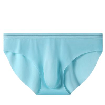 Bestgift Men's solid color panties thin section ice silk panties comfortable triangle panties Sky blue M