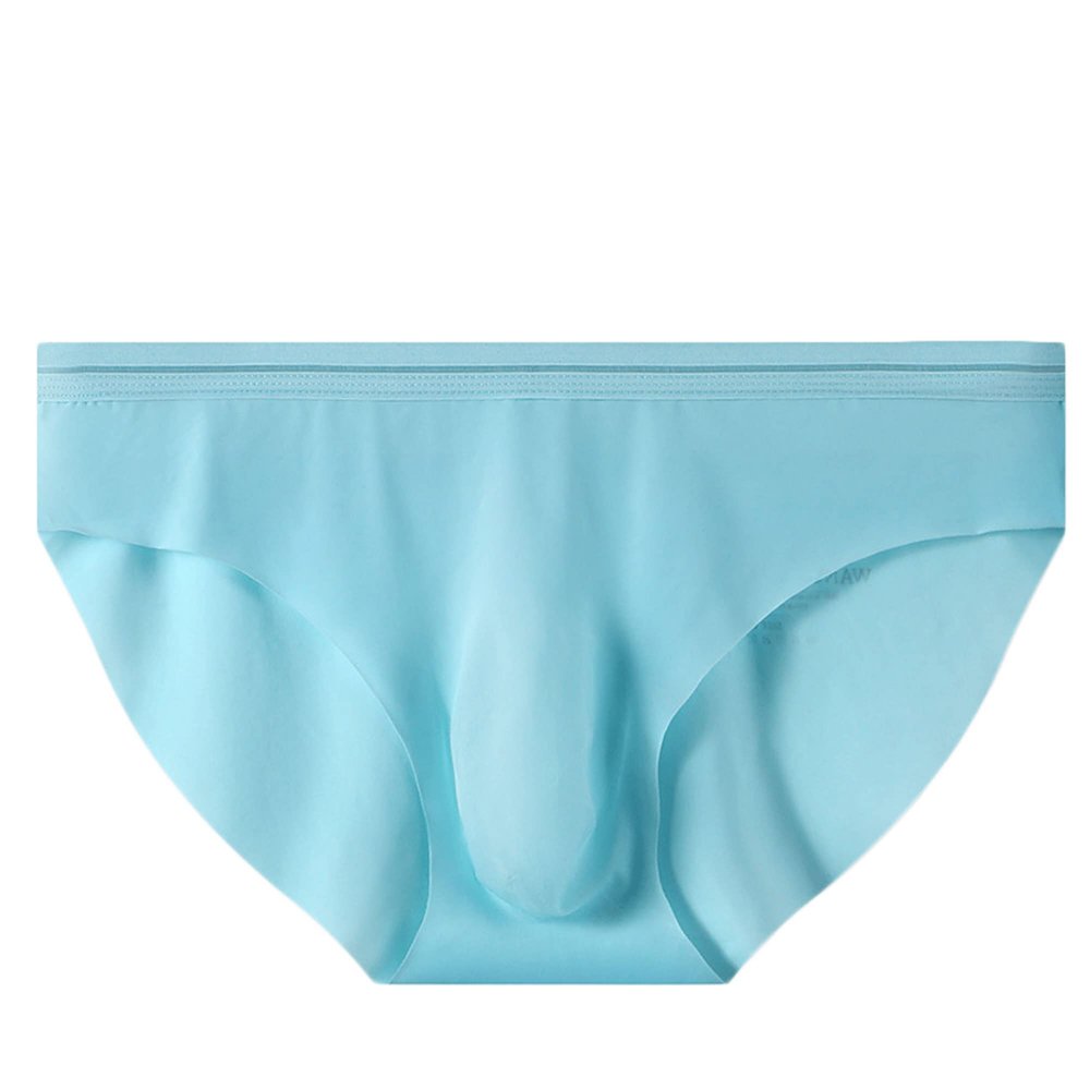 Bestgift Men's solid color panties thin section ice silk panties comfortable triangle panties Sky blue M