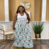 Euulin Flowy Pants for Women Casual High Waisted Wide Leg Palazzo Pants Trousers with Pocket Plus Size Oil Painting L view 3
