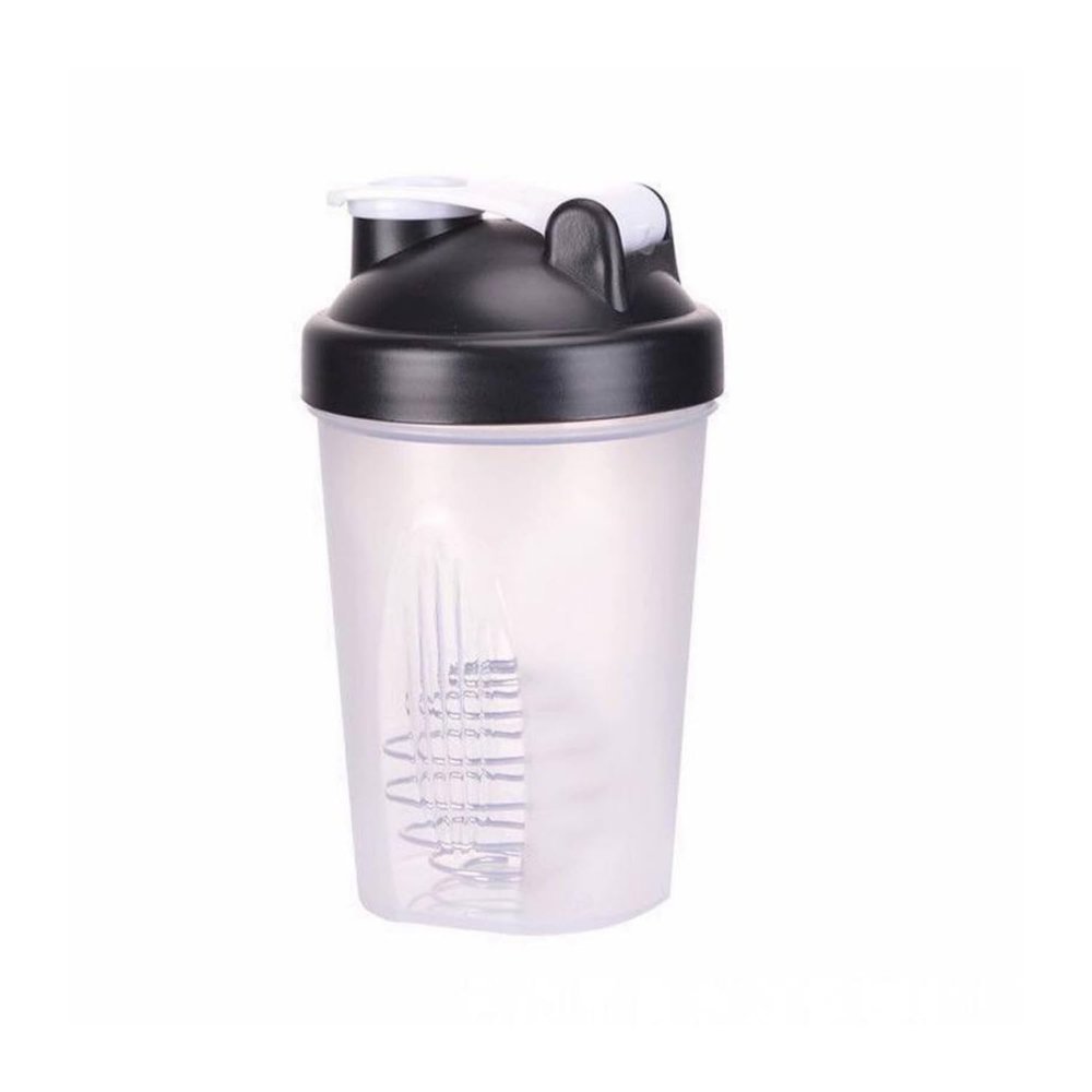 BKDRL Shaker Bottle for Protein Powder w. Classic Loop Top & BPA free,Secure Screw-On Lid, Stay Open Flip Cap,BPA Free-16oz (Black/Clear-16Oz-400ML)