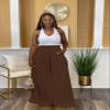 Euulin Flowy Pants for Women Casual High Waisted Wide Leg Palazzo Pants Trousers with Pocket Plus Size Brown XL view 3
