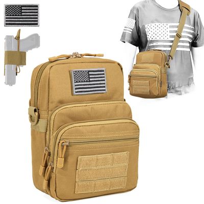 DBTAC DO MORE & BE MORE Tactical Gun Pouch Purse | 3L CCW Crossbody Travel Bag w/Shoulder Strap | Compact Tactical Shoulder Bag w/Gun Holder, Brown