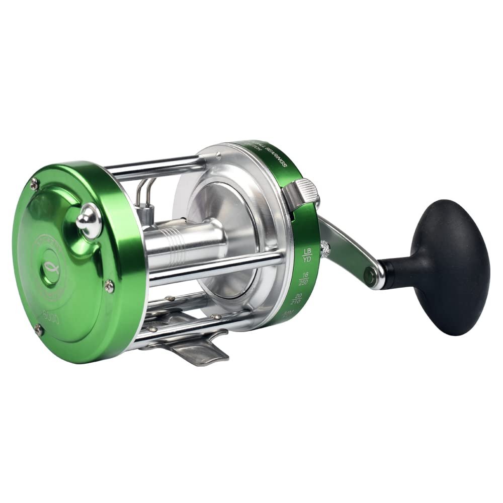 ANCIENT MARINER 6000 Fishing Reels, More Powerful Ancient Mariner Reels 6000 Catfish Right Hand, Green