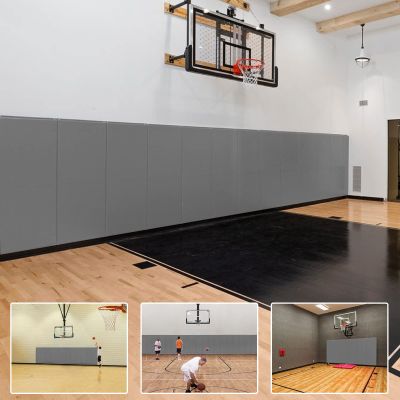 PROGOAL 2 Pack Sport Wall Pads 2 Thick Foam Protection Padding Basketball Gym Garage Protectors,Durable High-Cushioning Wall Padding for Wall-Mounted Basketball Hoops(60" L x 20" W,Light Grey)
