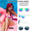 12 Pack Neon Party Bulk Sunglasses Adults, 80s Retro Clear Frame Mirror Sunglasses Party Favors view 2