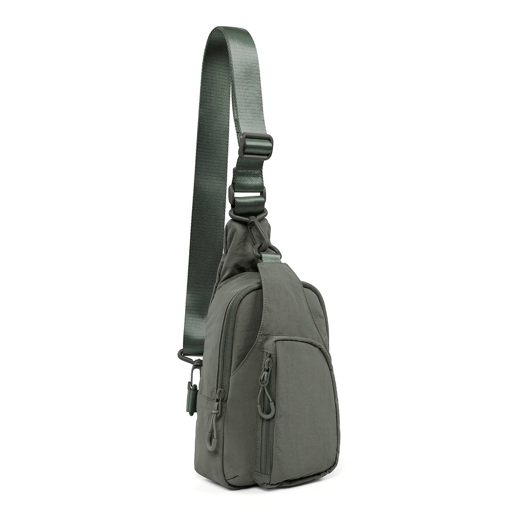 ODODOS Daily Sling Bag with Adjustable Straps Crossbody Chest Bag Lightweight Small Backpack for Casual Outdoor Traveling Hiking, Olive Charcoal