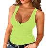 Afibi Womens Scoop Neck Henley Tank Tops Low Cut Solid Sexy Summer Sleeveless Button Down Shirts (X-Large, Neon Apple) view 1