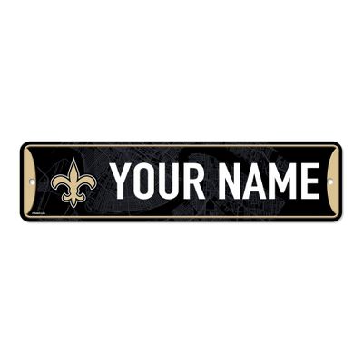 Rico Industries NFL Football New Orleans Saints Primary Personalized Metal Street Sign 4" x 15" Home Dcor - Bedroom - Office - Man Cave
