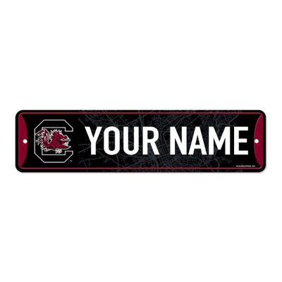 Rico Industries NCAA South Carolina Gamecocks Primary Personalized Metal Street Sign 4" x 15" Home Dcor - Bedroom - Office - Man Cave