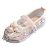 New Girls Handmade Hanfu Shoes Children Embroidered Shoes Shoes Baby Antique Costume Performance Shoes Girls Heels (Beige, 2 Big Kids) view 1