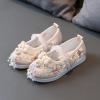 New Girls Handmade Hanfu Shoes Children Embroidered Shoes Shoes Baby Antique Costume Performance Shoes Girls Heels (Beige, 2 Big Kids) view 2