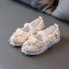 New Girls Handmade Hanfu Shoes Children Embroidered Shoes Shoes Baby Antique Costume Performance Shoes Girls Heels (Beige, 2 Big Kids) view 4