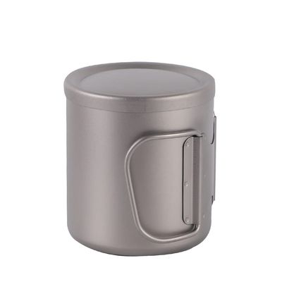 1PC Outdoor Double Layer Titanium Cup Folding Portable Water Cup with Lid (Color : A, Size : 600ml)