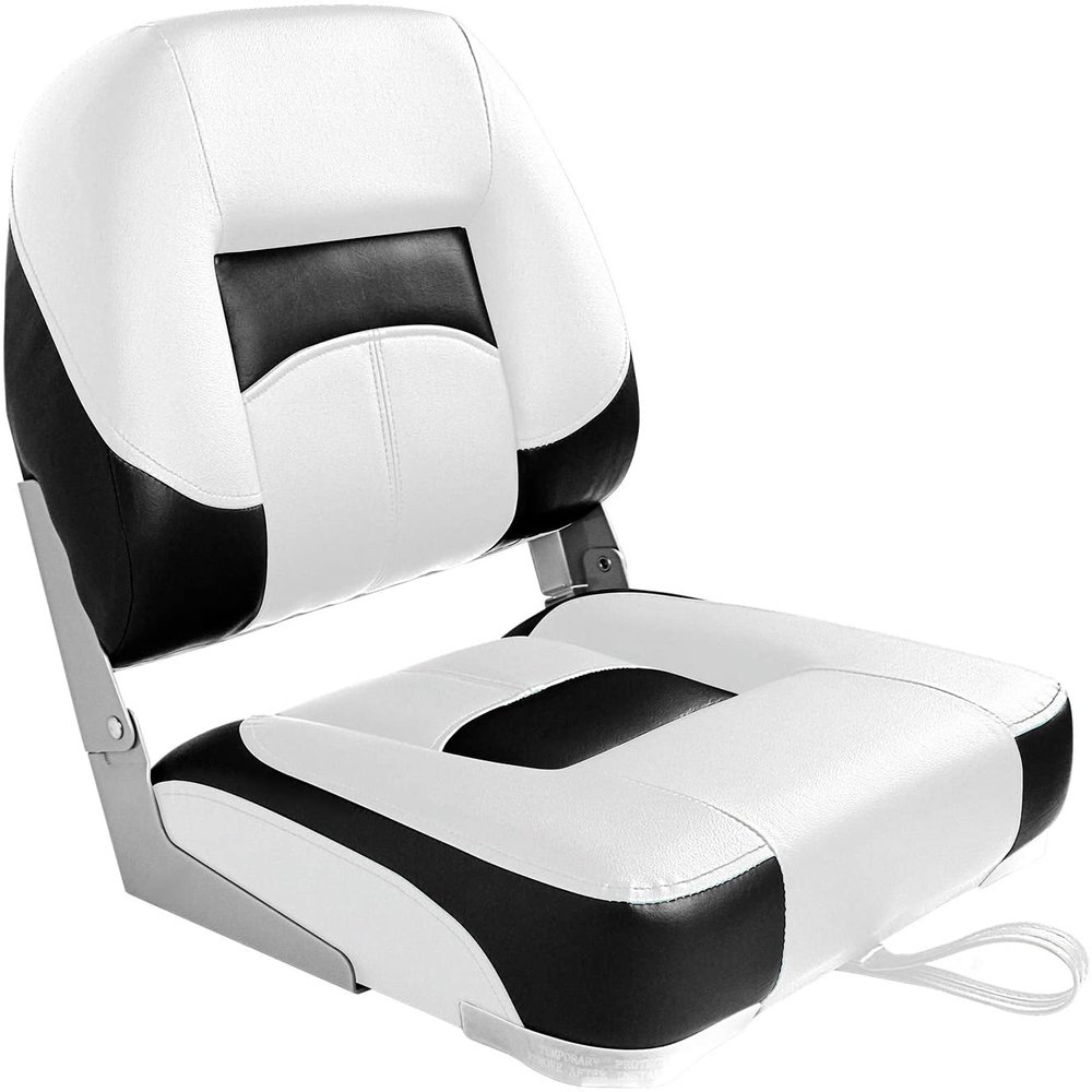 ERGOSEAT Two Tone Low Back Folding Boat Seat,White/Black
