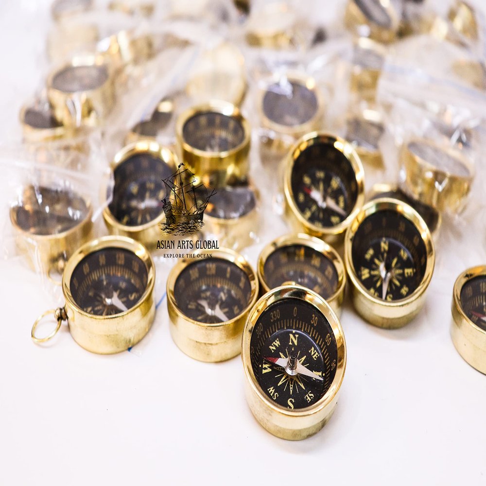 Asian Arts Global Compass Lot in Polished Finish | Directional Pocket Mini Compass, Beautiful Collectible Item, Love Gift, Christmas, Nautical Wedding Theme Gift (Set of 10)
