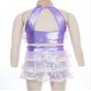 JEATHA Girls Shiny Sequins Halter Tassel Crop Top with Mini Skirt Latin Jazz Salsa Samba Rumba Dance Costume Pink 7-8 Years view 3