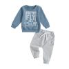 Sejardin Toddler Baby Boy Clothes Cute Letter Print Long Sleeve Sweatshirt Tops and Stretch Pants Newborn Fall Winter Outfit (Pretty Little Guy Blue, 18-24 Months) view 1