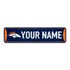 Rico Industries NFL Football Denver Broncos Primary Personalized Metal Street Sign 4" x 15" Home Dcor - Bedroom - Office - Man Cave view 1