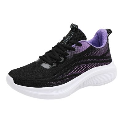 Women Sneakers Fashionable Gradient Color Summer New Pattern Mesh Breathable and Comfortable Lace Up Sand (Purple, 8.5)
