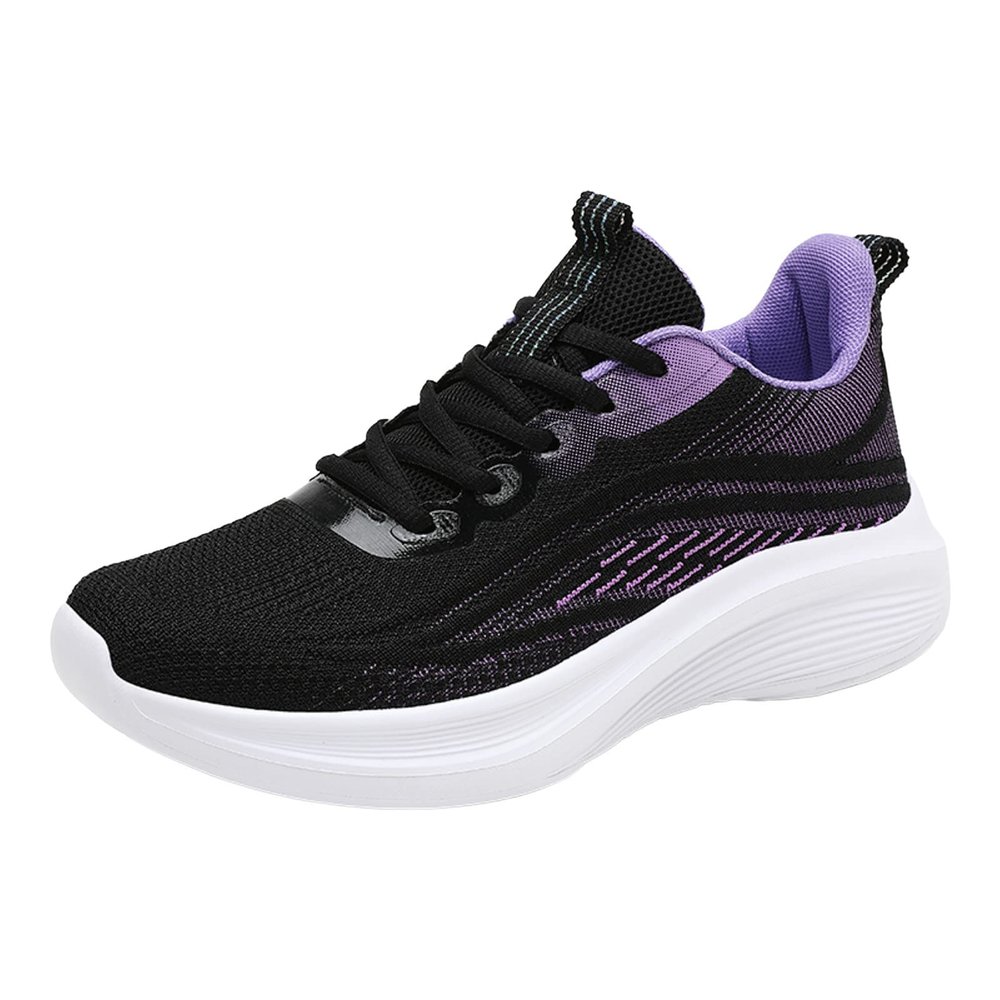 Women Sneakers Fashionable Gradient Color Summer New Pattern Mesh Breathable and Comfortable Lace Up Sand (Purple, 8.5)