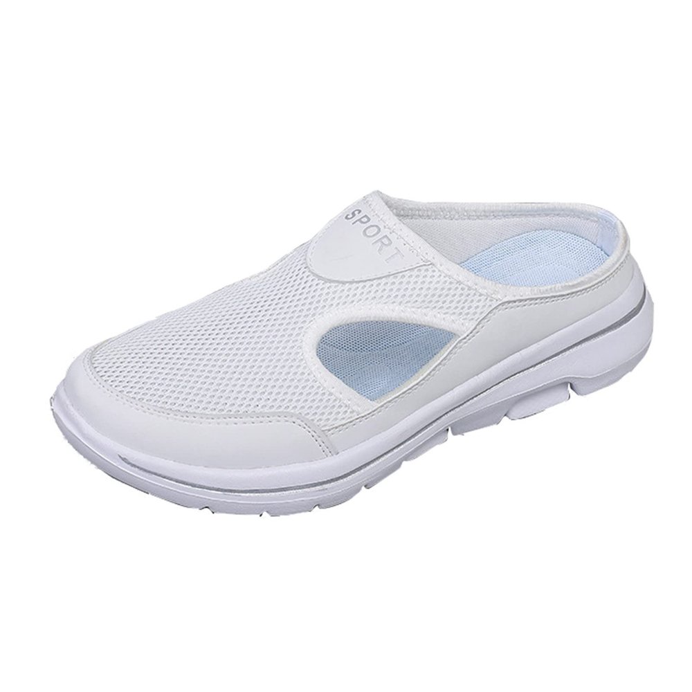 Men Sports Shoes Simple Solid Color Fashion Summer New Pattern Mesh Breathable Mens Casual Fashion (White, 11.5)