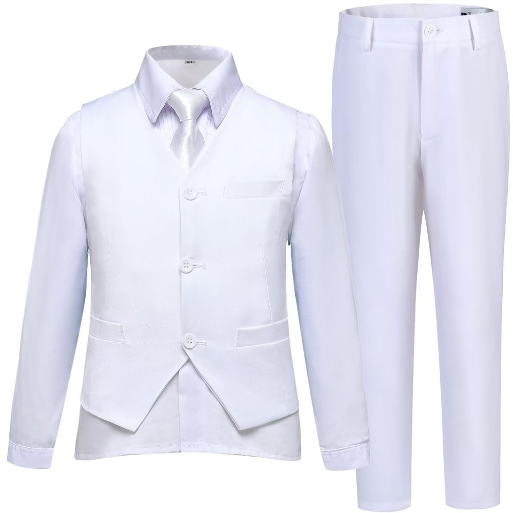 Boys Suits Size 3 Toddler Kids White Suit for Boys Wedding Christmas Outfits Kids Tuxedo Vest Pants Suits Set