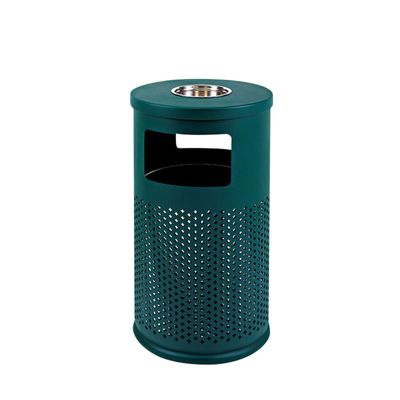 DYPASA Outdoor Trash can Outdoor Punching Trash Can Drum-Shaped Paint Garage Can with Ashtray Outdoor Creative Large-Capacity Commercial Waste Bin, 2 Colors Garbage can (Color : White)
