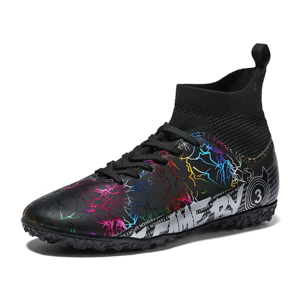 MODGE Mens Soccer Cleats Football Boots Professional Training Turf Mens Outdoor Indoor Sports Athletic (Black-S, Adult, Men, Numeric_4, Numeric, us_Footwear_Size_System, Medium)