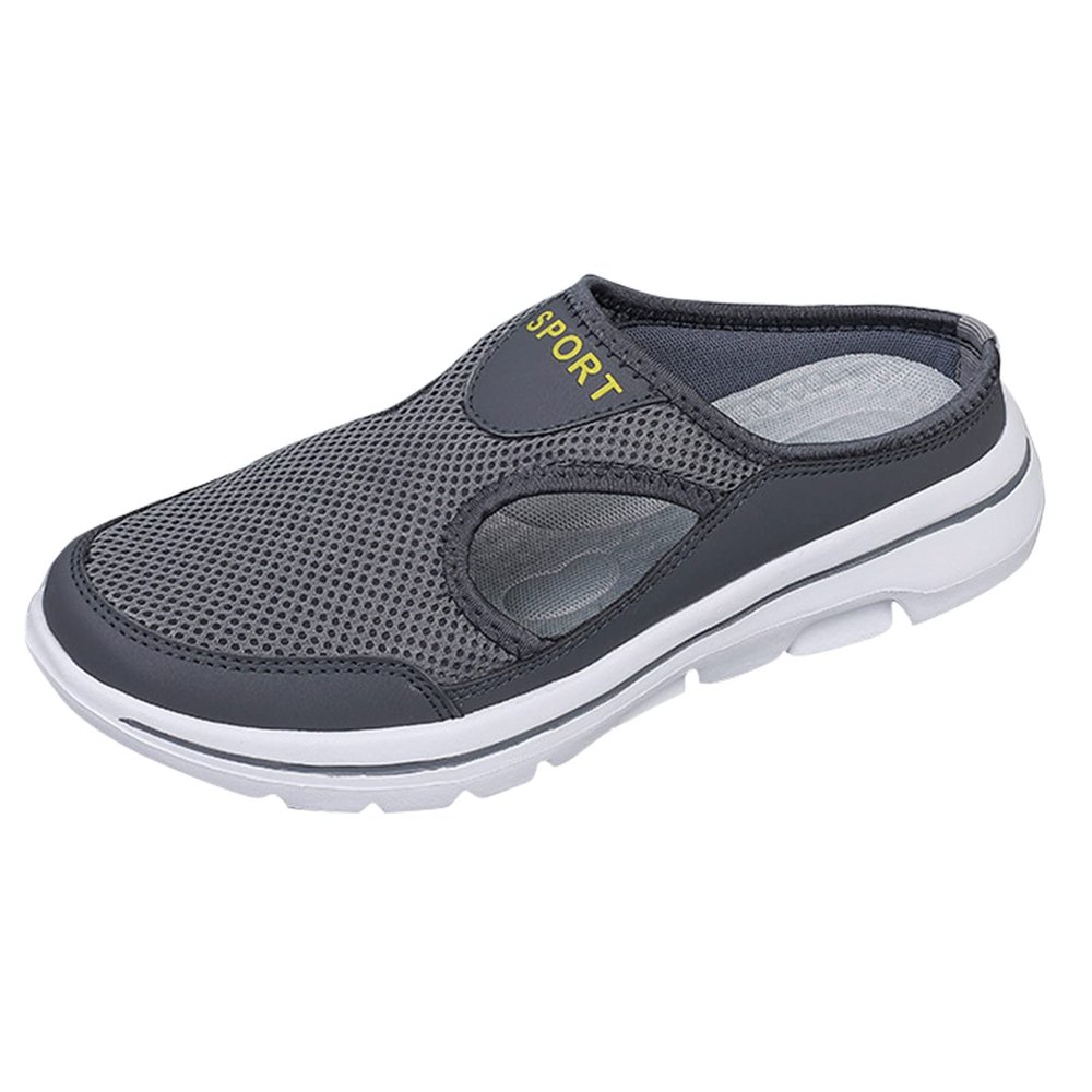 Men Sports Shoes Simple Solid Color Fashion Summer New Pattern Mesh Breathable Mens Casual Fashion (Dark Gray, 9)
