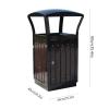 DYPASA Outdoor Trash can Outdoor Steel Wood Trash can Brown Recessed Panel Metal Waste bin Outdoor Creative Commercial Garage can, Decorative Fluted Panels Garbage can view 2