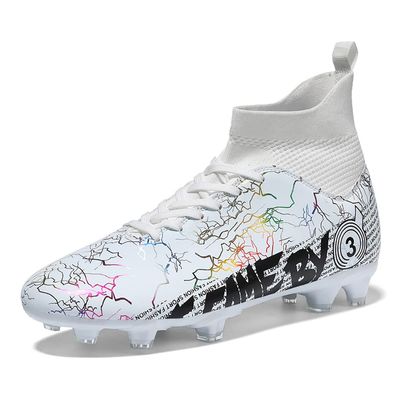 MODGE Mens Soccer Cleats Football Boots Professional Training Turf Mens Outdoor Indoor Sports Athletic (White, Adult, Men, Numeric_4, Numeric, us_Footwear_Size_System, Medium)