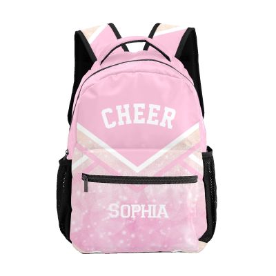 Personalized Cheer Pink Custom Backpack Waterproof Multifunctional Daypack with Name Gift
