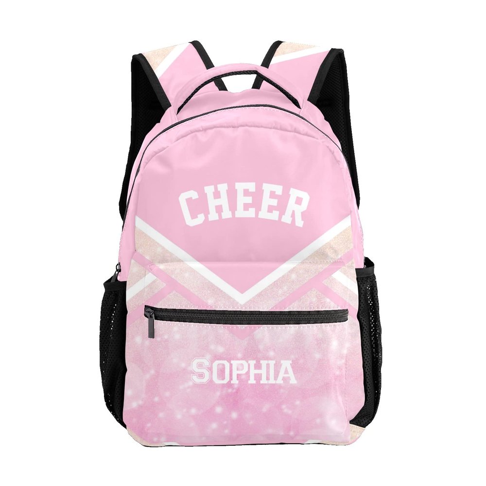 Personalized Cheer Pink Custom Backpack Waterproof Multifunctional Daypack with Name Gift