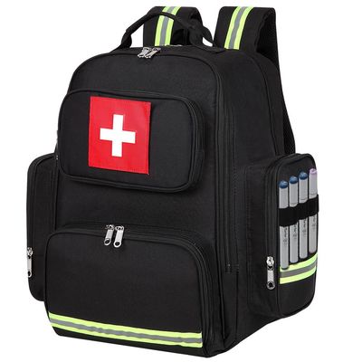 Gatycallaty First Aid Backpack Medical Emt First Responder Bag Empty Ems Emergency Home Health Hiking Trauma Travel Camping (Black, Large)